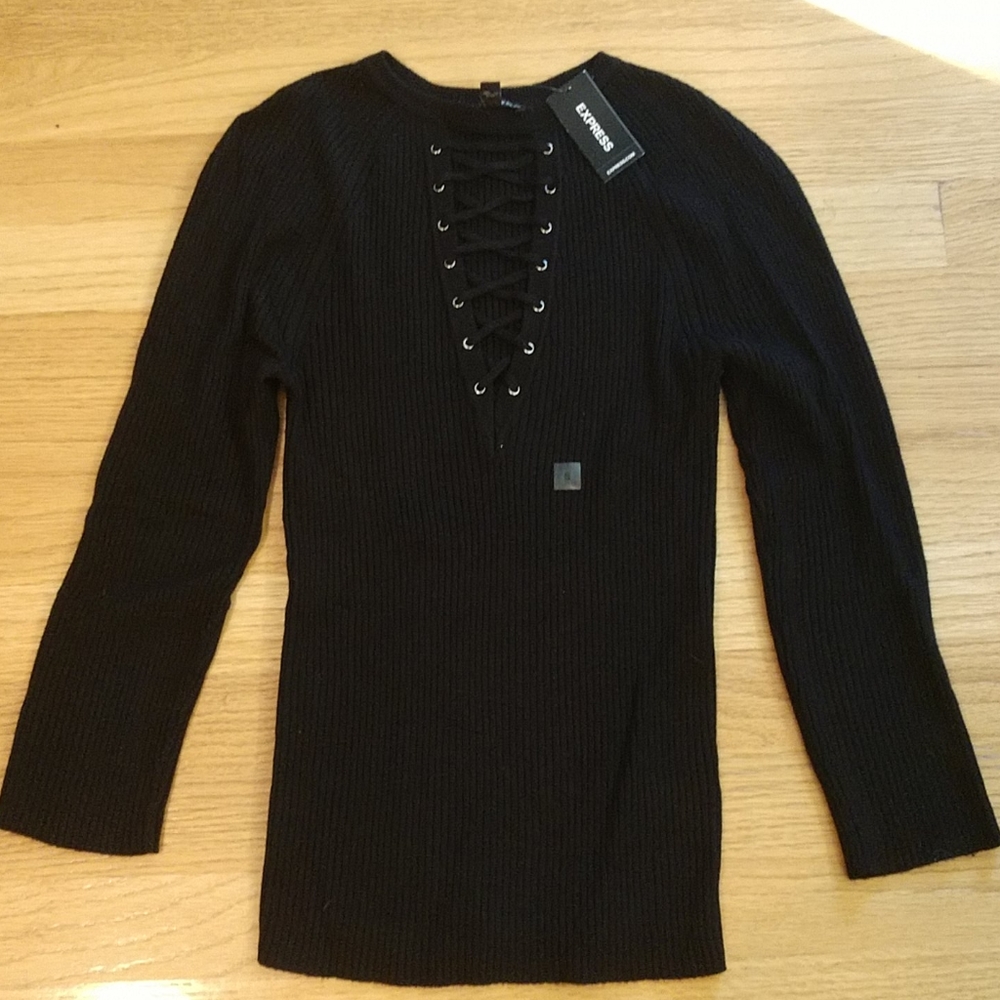 Express Lace Up Knit Sweater